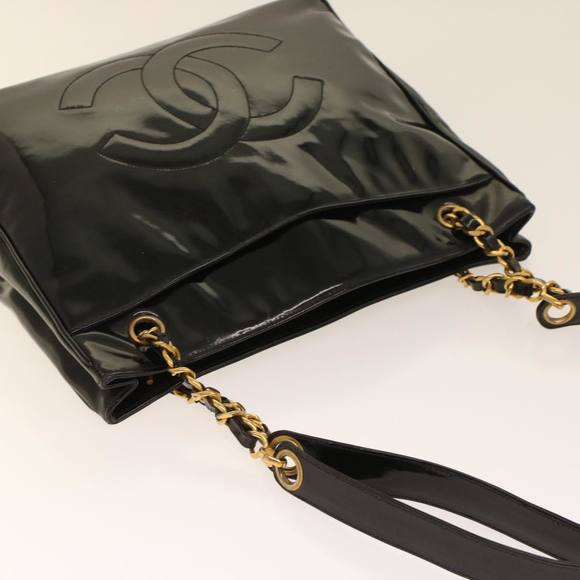 CHANEL Chain Shoulder Bag Patent leather Black CC Auth ar9959B - Picture 6 of 16
